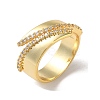 Rack Plating Brass Micro Pave Cubic Zirconia Open Cuff Rings RJEW-M158-05G-1