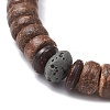 Natural Coconut & Lava Rock Beads Stretch Bracelets for Men Women BJEW-JB12497-02-4