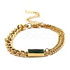 Cubic Zirconia Rectangle Link Bracelet with 304 Stainless Steel Curb Chains BJEW-Z015-01G-2