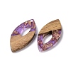 Transparent Resin & Walnut Wood Pendants RESI-N025-047A-03-2