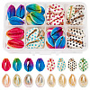 64Pcs 8 Styles Spray Paint & Printed Cowrie Shell Beads SHEL-NB0001-56-1