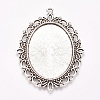 Antique Silver Tone Tibetan Style Oval Pendant Cabochon Settings X-TIBE-473-AS-NR-1