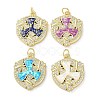 Brass Micro Pave Clear Cubic Zirconia Pendants KK-C045-28G-1