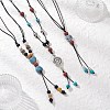 3Pcs 3 Styles Retro Glass & Porcelain & Alloy Snake Adjustable Nylon Cord Y Necklaces for Women NJEW-JN05360-1