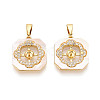 Brass Micro Pave Cubic Zirconia Cup Pearl Peg Bails Pin Pendants KK-T079-04G-1