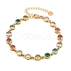 304 Stainless Steel Pave Colorful Cubic Zirconia Tennis Bracelets for Women BJEW-T023-02D-G-2