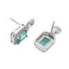 Brass Pave Cubic Zirconia Stud Earring Findings KK-C172-10P-2