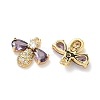 Brass Micro Pave Cubic Zirconia Bee Charms KK-A281-23G-03-2