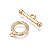 Brass Micro Pave Clear Cubic Zirconia Toggle Clasps KK-Q278-014-NF-4