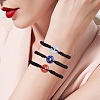 Synthetic Cherry Quartz Glass Donut Braided Bead Bracelet BJEW-SW00047-07-5