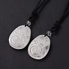 Adjustable Natural Quartz Crystal Teardrop with Spiral Pendant Necklace with Nylon Cord for Women NJEW-L171-04F-2