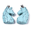 Carved Synthetic Turquoise Pendants G-N0327-002J-2
