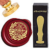 Brass Wax Seal Stamps with Wood Handle AJEW-WH0412-0155-1