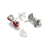 Christmas Theme Brass Stud Earrings EJEW-D062-01H-P-2
