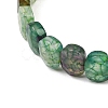Dyed & Heated Natural Agate Oval Beaded Stretch Bracelet G-E010-01-3