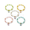Alloy Enamel Shell Charms Stretch Bracelet BJEW-JB09942-1