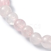 Natural Rose Quartz Round Beaded Bracelets BJEW-JB09878-01-4