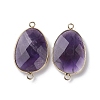 Natural Amethyst Connector Charms G-C110-02C-KCG-1
