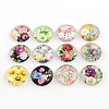 Half Round/Dome Floral Pattern Glass Flatback Cabochons for DIY Projects GGLA-Q037-18mm-M16-1
