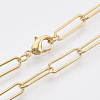 Brass Round Oval Paperclip Chain Necklace Making MAK-S072-05B-G-1