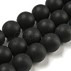 Frosted Natural Black Agate Round Beads Strands G-N0151-11-10mm-1