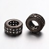 Brass Micro Pave Clear Cubic Zirconia European Beads ZIRC-L037-16B-FF-1