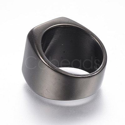 304 Stainless Steel Signet Band Rings for Men RJEW-G091-16-1
