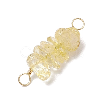 10Pcs 5 Styles Constellation Natural Garnet & Rose Quartz & Tiger Eye & Amethyst & Strawberry Quartz Copper Wire Wrapped Chip Beaded Connector Charms PALLOY-JF02905-11-1