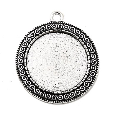 Tibetan Style Alloy Pendant Cabochon Settings X-TIBEP-N003-52AS-1