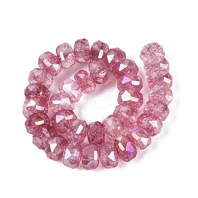 Electroplate Transparent Crackle Glass Beads Strands EGLA-Q135-01A-B09-1