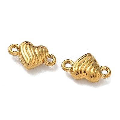 304 Stainless Steel Corrugated Heart Links Connector Charms STAS-D211-14D-G-1