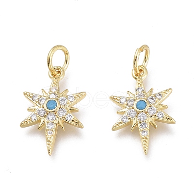 Brass Micro Pave Clear Cubic Zirconia Charms ZIRC-Q024-02G-1