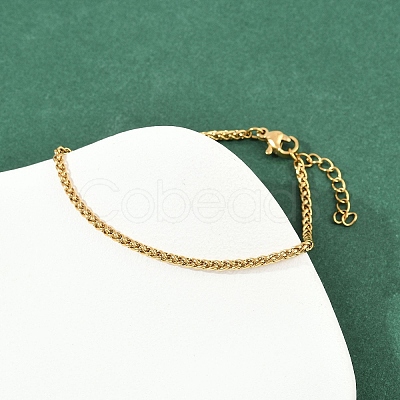 304 Stainless Steel Wheat Chain Bracelets for Unisex BJEW-K282-01A-G-1