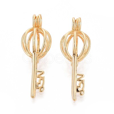 Brass Bead Cage Pendants LS-KK-P115-07G-01-1