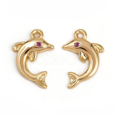 Brass Micro Pave Clear Cubic Zirconia Charms KK-B137-01G-1