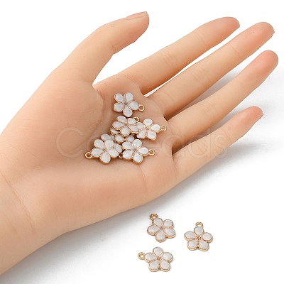 10Pcs Light Gold Plated Alloy Enamel Pendants ENAM-YW0002-15B-1