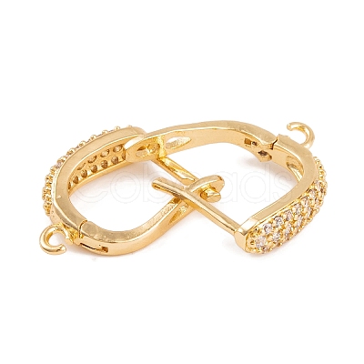 Rack Plating Brass Cubic Zirconia Hoop Earring Findings KK-S374-04G-03-1