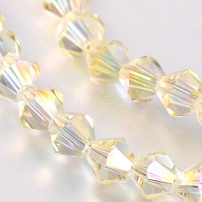 Electroplate Faceted Bicone Glass Beads Strands EGLA-P017-4mm-14-1