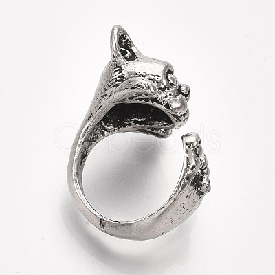 Alloy Puppy Cuff Finger Rings RJEW-T008-09-1
