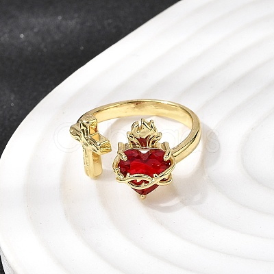 Glass Cuff Open Rings RJEW-P178-01E-G-1