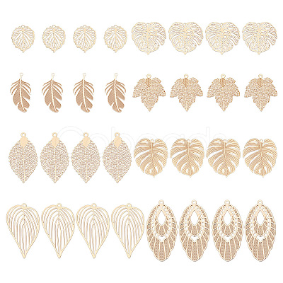 32Pcs 8 Style Brass Pendants KKC-PH0001-01-1