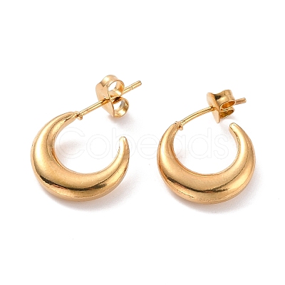 PVD Vacuum Plating 304 Stainless Steel Crescent Moon Stud Earrings for Women EJEW-F280-05B-G-1