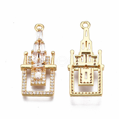 Brass Micro Pave Clear Cubic Zirconia Pendants KK-T063-81G-NF-1