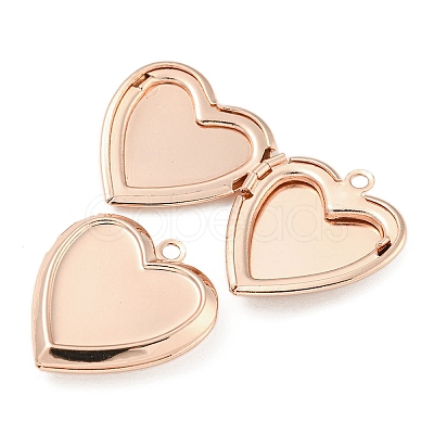 Rack Plating Heart Brass Locket Pendants KK-T071-11RG-1