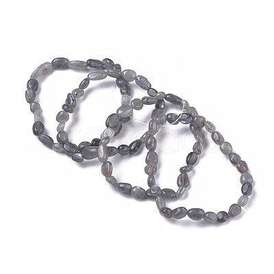 Natural Labradorite Bead Stretch Bracelets BJEW-K213-33-1