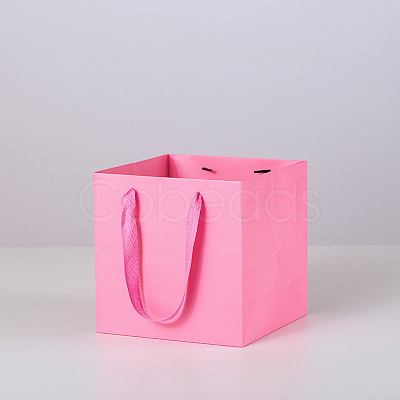 Solid Color Kraft Paper Gift Bags with Ribbon Handles PAAG-PW0001-103A-04-1