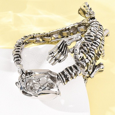 304 Stainless Steel Link Chain Bracelets for Women Men BJEW-P386-06AS-1