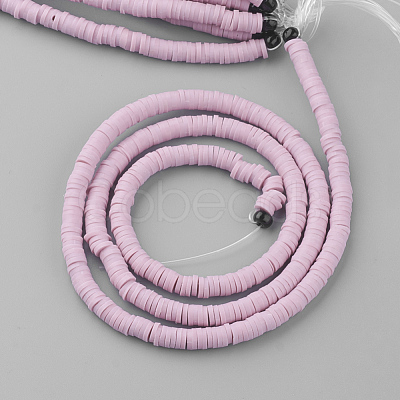 Flat Round Handmade Polymer Clay Bead Spacers X-CLAY-R067-4.0mm-26-1