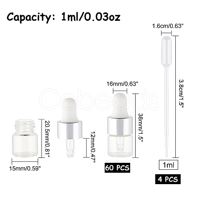 1ml Glass Dropper Bottles MRMJ-AR0001-01-1