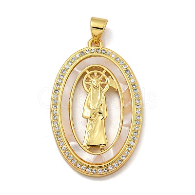 Rack Plating Brass Micro Pave Cubic Zirconia Pendants KK-I718-09G-B-1